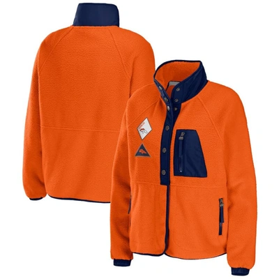 Wear By Erin Andrews Orange Denver Broncos Polar Fleece Raglan Full-snap Jacket