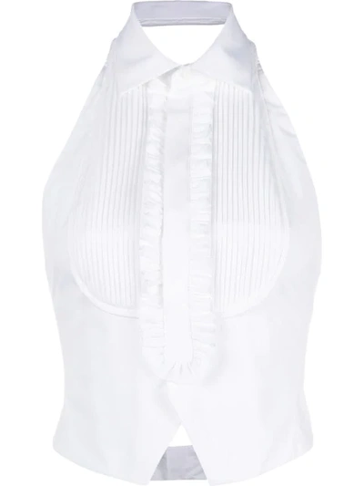 Dsquared2 Front Bib Frill Blouse In White