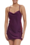 Rya Collection Plus Size Darling Lace-inset Silk Chemise In Aubergine