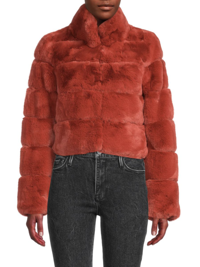 Belle Fare Short Faux-fur Bomber Jacket In Sienna
