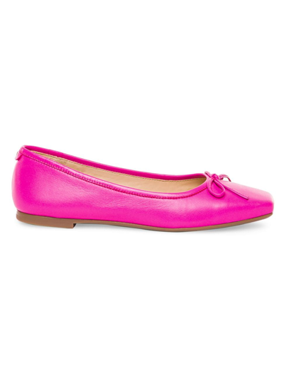 Bernardo Gwynn Leather Bow Ballerina Flats In Fuchsia