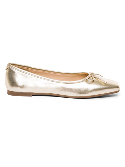 Bernardo Gwynn Metallic Bow Ballerina Flats In Gold