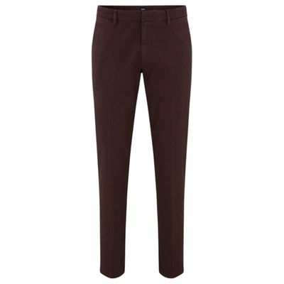 Hugo Boss Slim-fit Chinos In Stretch-cotton Gabardine In Brown