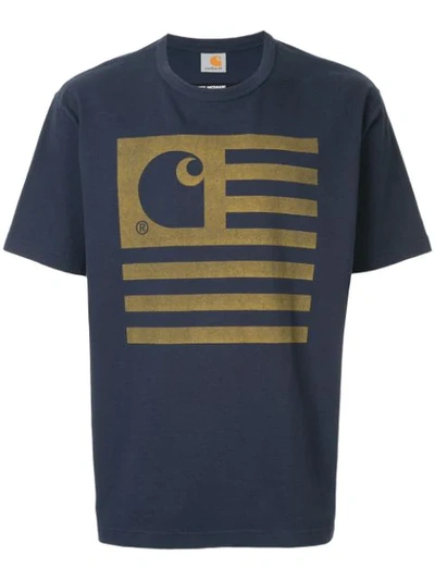 Junya Watanabe Printed T-shirt X Carhartt In Blue