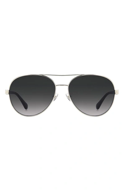 Kate Spade Averie 58mm Gradient Aviator Sunglasses In Palladium / Grey Shaded