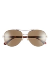 Kate Spade Averie Stainless Steel & Acetate Aviator Sunglasses In Gold/brown Polarized Gradient