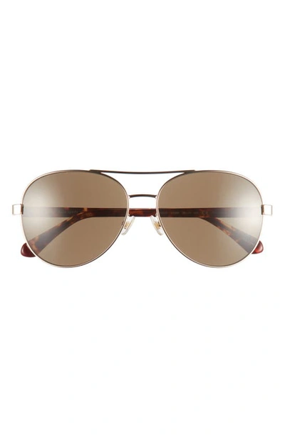 Kate Spade Averie Stainless Steel & Acetate Aviator Sunglasses In Gold/brown Polarized Gradient