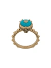 Gucci 18k Yellow Gold Le Marché Des Merveilles Turquoise & Diamond Feline Head Ring In Metallic