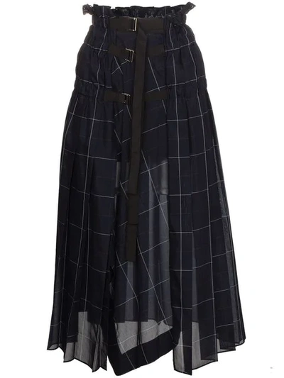 Sacai Check Pleated Wrap Midi Skirt