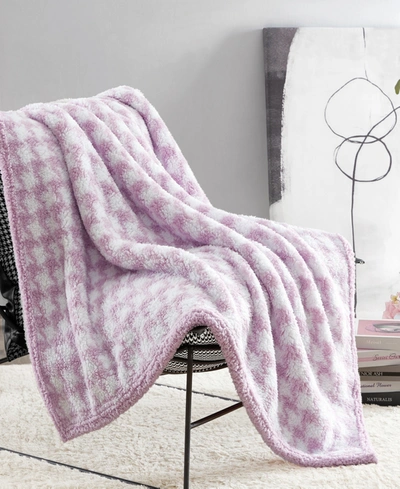 Betsey Johnson Closeout!  Hounds Tooth Throw, 60" X 50", Created For Macy's Bedding In Lavender