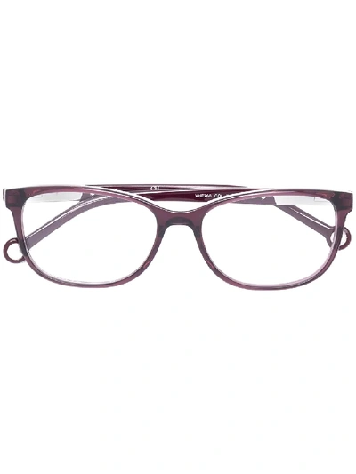 Carolina Herrera Rectangular Shape Glasses In Pink & Purple