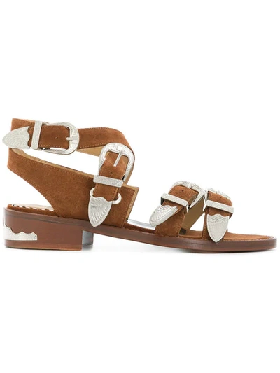 Toga Buckle Strap Sandals In Brown
