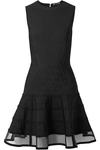 Alexander Mcqueen Mesh-trimmed Jacquard-knit Mini Dress In Black