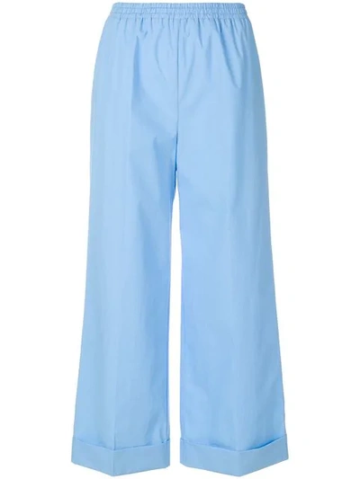 Ermanno Scervino Wide Leg Cropped Pants In Blue