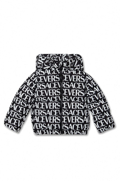 Versace Logo-print Zip-up Jacket In 5b040 Black