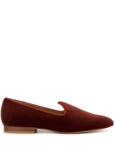 Le Monde Beryl Venetian Velvet Slipper Shoes In Rust