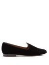 Le Monde Beryl Venetian Velvet Slipper Shoes In Black