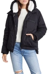 Avec Les Filles Oversized Hooded Utility Cropped Puffer Jacket In Black