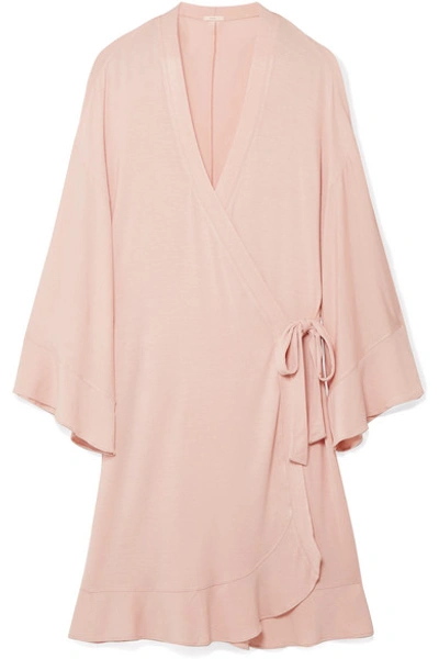 Eberjey Ivy Ruffled Stretch-modal Jersey Robe In Blush