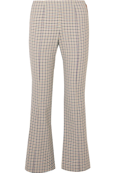 Sonia Rykiel Studded Checked Woven Flared Pants In White
