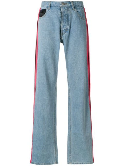 Koché Striped Wide-leg Jeans In Light Denim