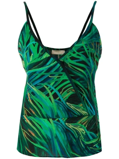 Elie Saab Printed Silk-georgette Camisole In Green