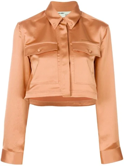 Off-white Satin Cropped Jacket In 0303 Nude