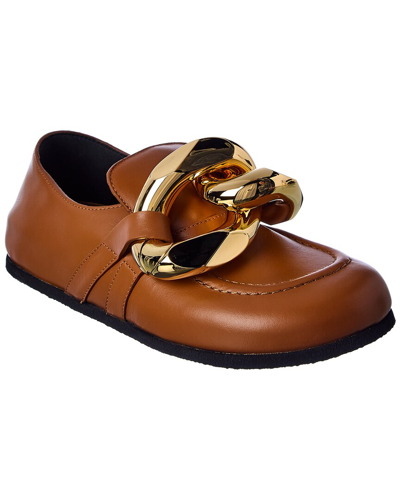 Jw Anderson Chain Leather Loafer In Brown