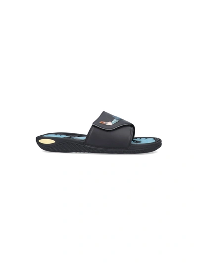 Adidas Originals Yu-gi-oh! Reptossage Slide Sandals In Nero