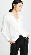 L Agence Mariposa Twisted Silk Blouse In Ivory