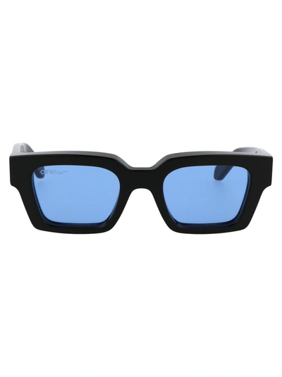 Off-white Men's Virgil Arrows-logo Square Sunglasses In 1045 Black Blue