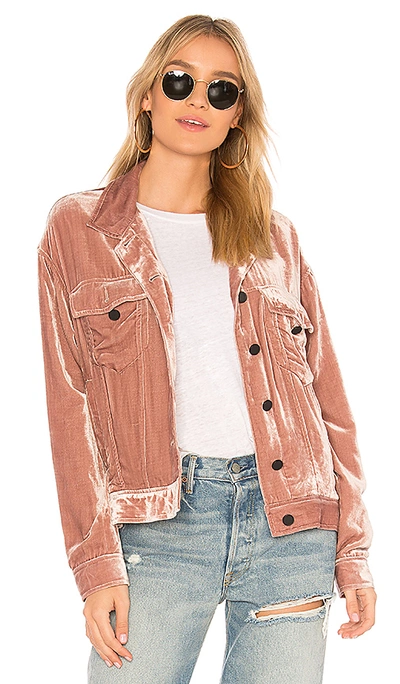 Pam & Gela Oversized Velvet Trucker Jacket In Pink