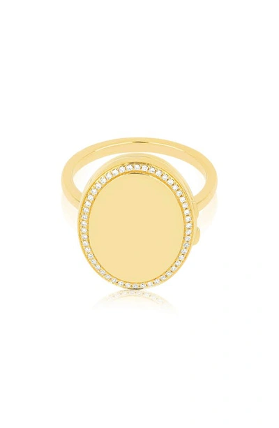 Ef Collection Diamond Oval Locket Ring In Yellow Gold