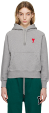 Ami Alexandre Mattiussi Ami De Coeur Organic Cotton Hoodie In Grey