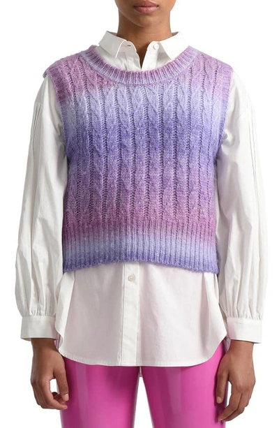 Molly Bracken Cotton Candy Cable Sweater Vest In Lilac