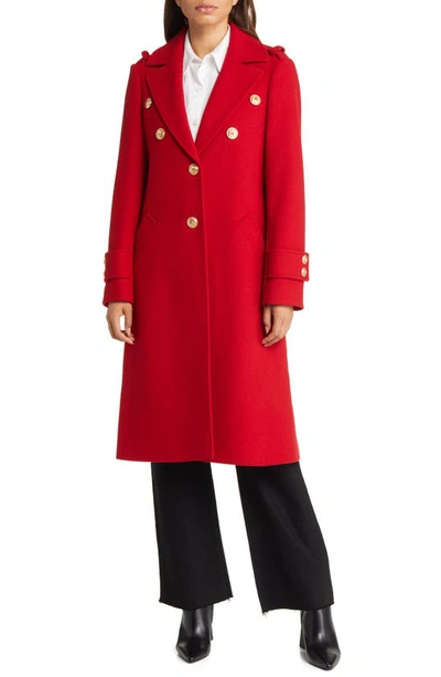 Sam Edelman Crested Button Wool Blend Coat In Red