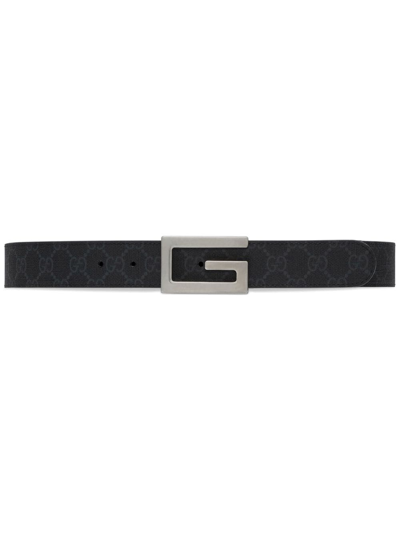 Gucci Reversible Belt With Square G Buckle In Black