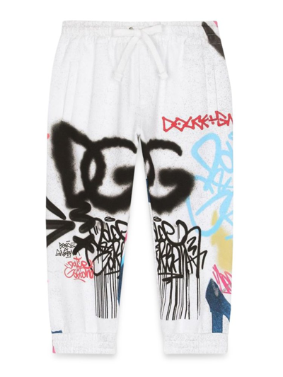 Dolce & Gabbana Kids Graffiti Printed Trousers In White