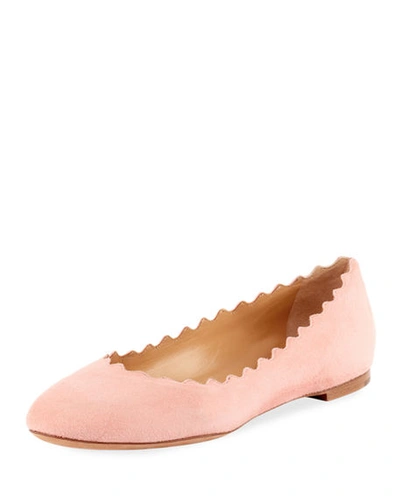 Chloé Lauren Flat Scalloped Ballerina In Light Pink