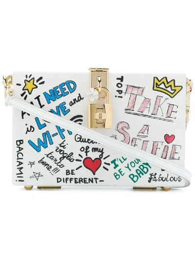 Dolce & Gabbana Dolce Box Clutch With Mural Print In White