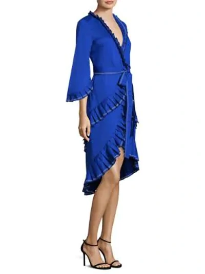 Alexis Hallie Wrap-front Cotton Dress With Pleating Detail In Mykonos Blue