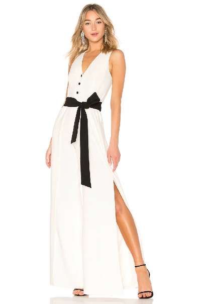 Alexis Moe V-neck Button-front Sleeveless Wide-leg Crepe Jumpsuit In Off White