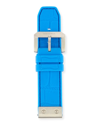 Brera 24mm Embossed Rubber Watch Strap, Blue