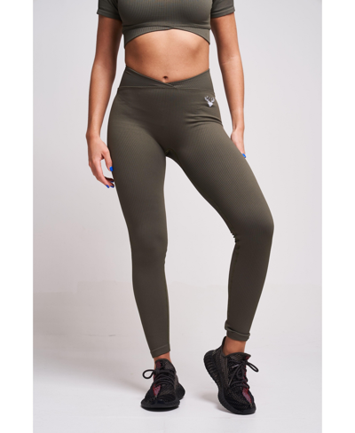 Twill Active Evlan Recycled Rib Criss Cross Legging In Brown