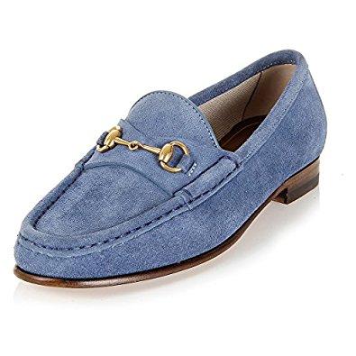 Gucci Women's Horsebit 1953 Suede Loafer Moccasins Shoes 309701 In Blue  /4710 | ModeSens