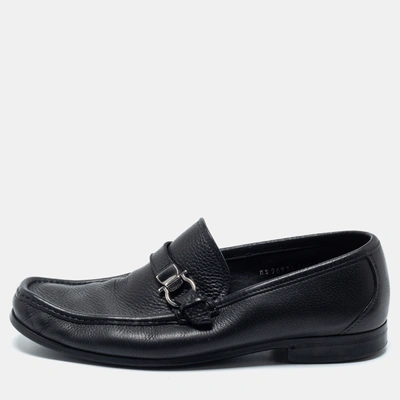 Pre-owned Salvatore Ferragamo Black Leather Gancini Loafers Size 43