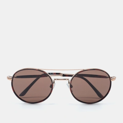 Pre-owned Giorgio Armani Gold/brown Havana 49021 Sunglasses