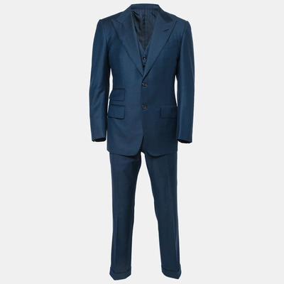 Pre-owned Tom Ford Navy Blue Wool Single Breasted Three Piece Suit S