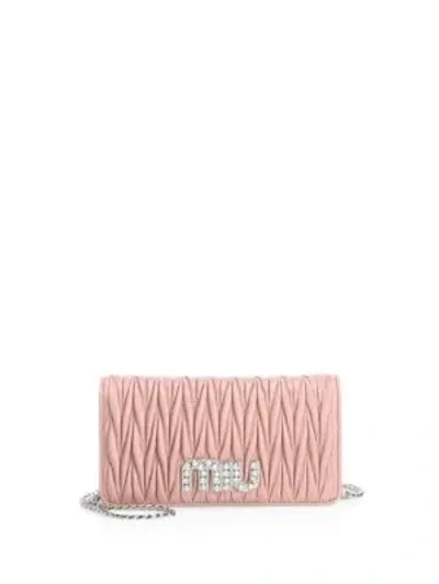 Miu Miu Matelasse Leather Clutch In Orchidea