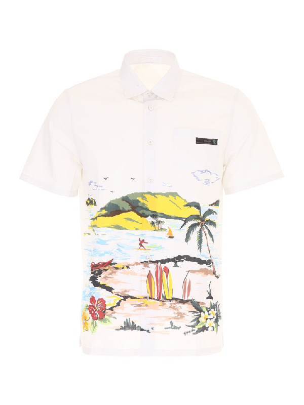 Prada Beach Poplin Shirt In Naturalebianco | ModeSens